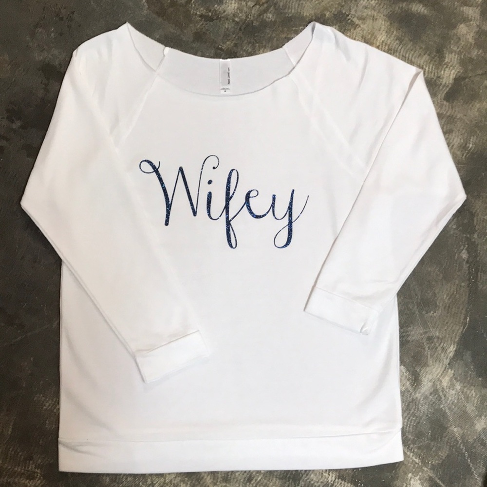 White Wifey 3/4 Sleeve Top